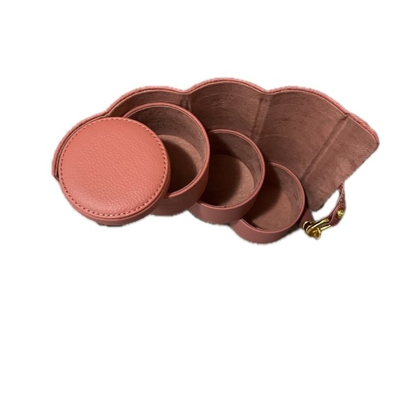 Joy First Class Luxury Leather Hard Sided Jewelry Case- Dusty Rose - Picture 6 of 6